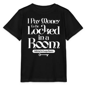 Mystère Je paie de l’argent pour être enfermé dans des salles d’évasion C - T-shirt bio MINI CREATOR Stanley/Stella Enfant - noir - Devant - Mikhail (115cm)