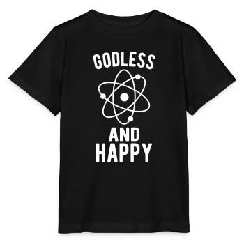 Atheist, Atheism, Anti-religion, Security, - Stanley/Stella MINI CREATOR Kids’ T-Shirt - black - Front - Mikhail (115cm)