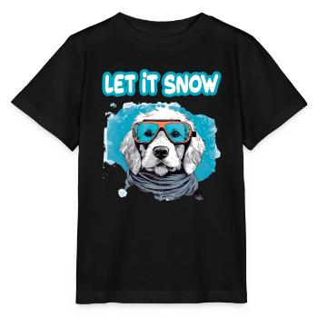 Hund mit Skibrille Schnee Schneefall für eine - Stanley/Stella Kinder T-Shirt MINI CREATOR  - Schwarz - Vorne - Mikhail (115cm)