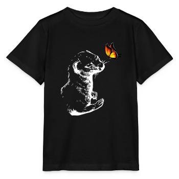 Weasel with butterfly - Stanley/Stella MINI CREATOR Kids’ T-Shirt - black - Front - Mikhail (115cm)