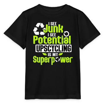 I See Junk I See Potential Upcycling Is Superpower - Stanley/Stella MINI CREATOR Kids’ T-Shirt - black - Front - Mikhail (115cm)
