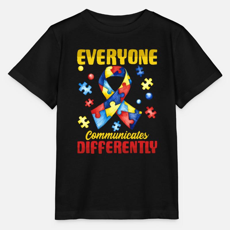 Tout le monde communique différemment l’autisme - T-shirt bio MINI CREATOR Stanley/Stella Enfant - noir
