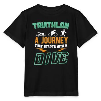 Triathlon Swim Bike Run Triathlete Sport Gift - Stanley/Stella MINI CREATOR Kids’ T-Shirt - black - Front - Mikhail (115cm)