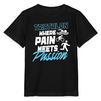 Triathlon Swim Bike Run Triathlete Sport Gift - Stanley/Stella MINI CREATOR Kids’ T-Shirt - black - Front - Mikhail (115cm)