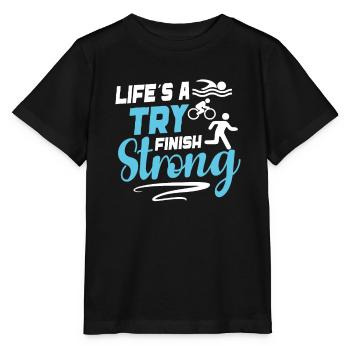 Triathlon Swim Bike Run Triathlete Sport Gift - Stanley/Stella MINI CREATOR Kids’ T-Shirt - black - Front - Mikhail (115cm)