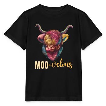 Muh-velous pun Scottish Highland cow - Stanley/Stella MINI CREATOR Kids’ T-Shirt - black - Front - Mikhail (115cm)