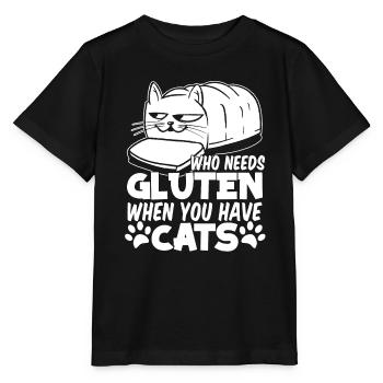 Gluten Free Cat - Stanley/Stella MINI CREATOR Kids’ T-Shirt - black - Front - Mikhail (115cm)