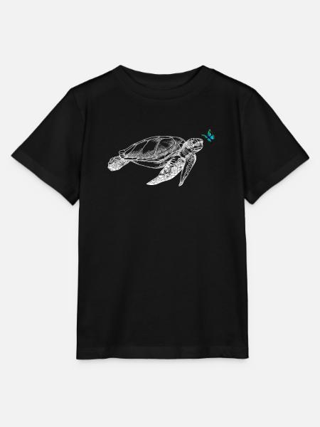 Schildkröte mit Schmetterling - Stanley/Stella Kinder T-Shirt MINI CREATOR - Schwarz