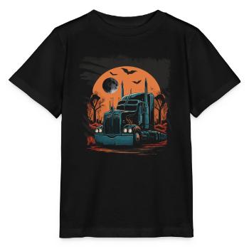 Scary truck in front of blood-red moon Halloween - Stanley/Stella MINI CREATOR Kids’ T-Shirt - black - Front - Mikhail (115cm)