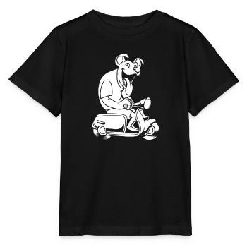 Motorroller Hund - Stanley/Stella Kinder T-Shirt MINI CREATOR  - Schwarz - Vorne - Mikhail (115cm)