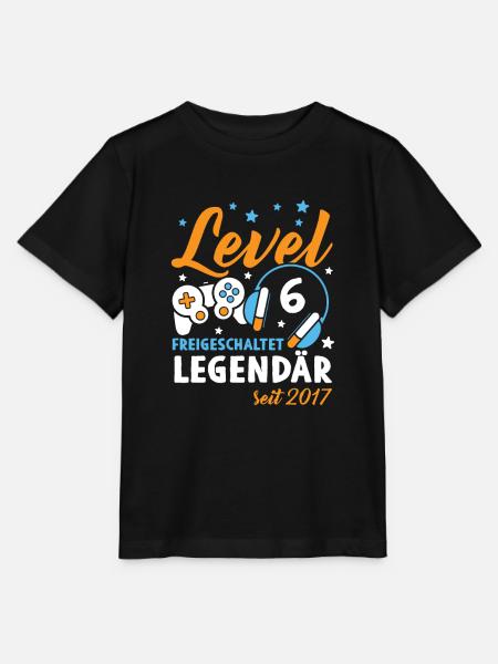 Level 6 Jahre Geburtstagsshirt Gamer 2017 - Stanley/Stella Kinder T-Shirt MINI CREATOR - Schwarz