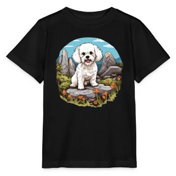 Hund Bichon Friesé - Stanley/Stella Kinder T-Shirt MINI CREATOR  - Schwarz - Vorne - Mikhail (115cm)
