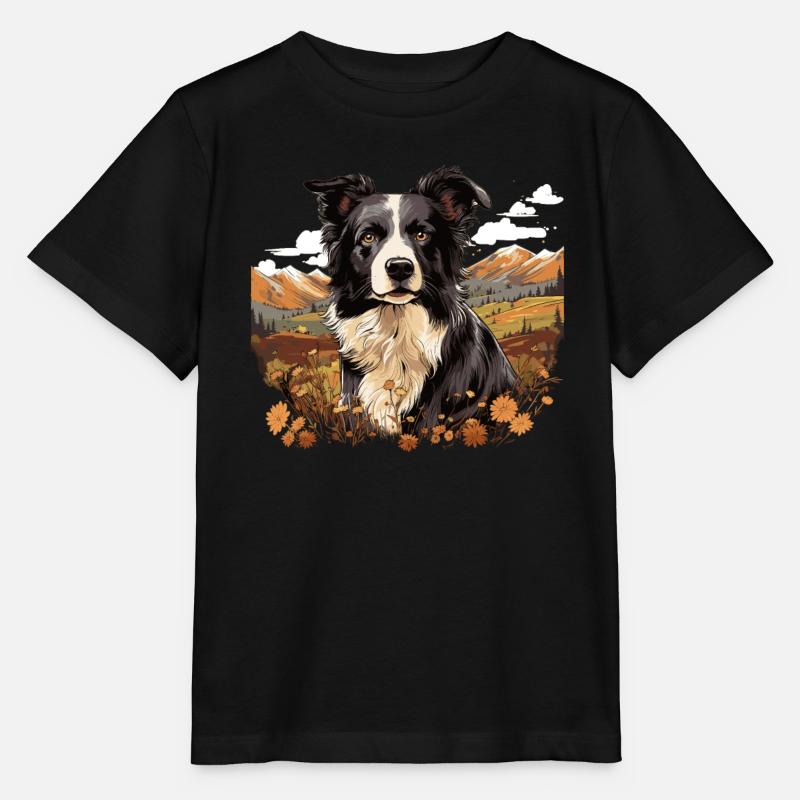 Chien Border Collie - T-shirt bio MINI CREATOR Stanley/Stella Enfant - noir