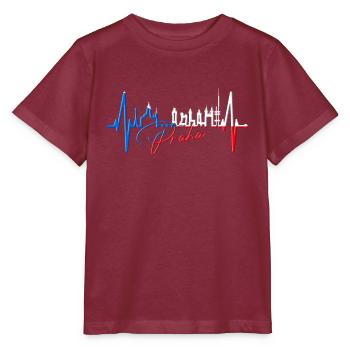 Prague Skyline Heartbeat Czech Republic Heart Love Praha - Stanley/Stella MINI CREATOR Kids’ T-Shirt - burgundy - Front - Kain (125cm)