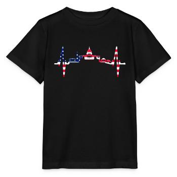 Washington D.C. Skyline Heartbeat Côte Est des États-Unis - T-shirt bio MINI CREATOR Stanley/Stella Enfant - noir - Devant - Mikhail (115cm)