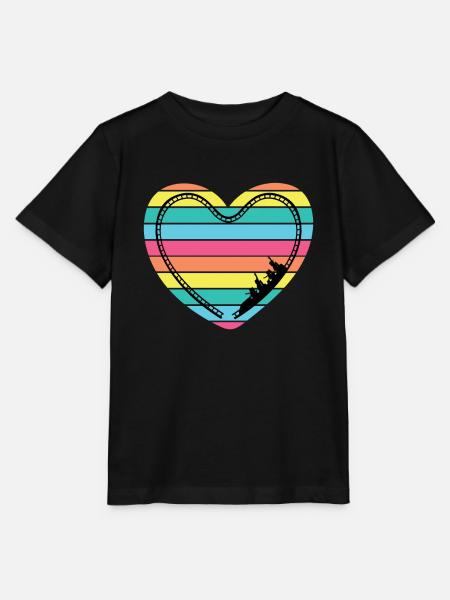 Achterbahn Herz Regenbogen Freizeitpark - Stanley/Stella Kinder T-Shirt MINI CREATOR  - Schwarz