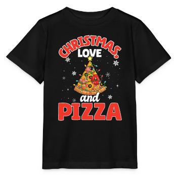 Pizza Junk Food lustiger Spruch Weihnachten, Liebe - Stanley/Stella Kinder T-Shirt MINI CREATOR  - Schwarz - Vorne - Mikhail (115cm)