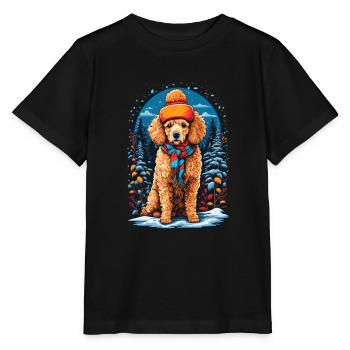 Poodle with Winter Hat Happy Poodle - Stanley/Stella MINI CREATOR Kids’ T-Shirt - black - Front - Mikhail (115cm)