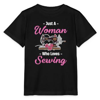 Nur Eine Frau, Die Es Liebt, Zu Nähen, - Stanley/Stella Kinder T-Shirt MINI CREATOR  - Schwarz - Vorne - Mikhail (115cm)