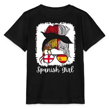 España Halb Englisch Halb Spanisch Mädchen Spanien chica - Stanley/Stella Kinder T-Shirt MINI CREATOR  - Schwarz - Vorne - Mikhail (115cm)