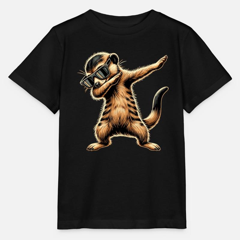Tamponner le suricate avec des lunettes de soleil Cool Meerkat - T-shirt bio MINI CREATOR Stanley/Stella Enfant - noir