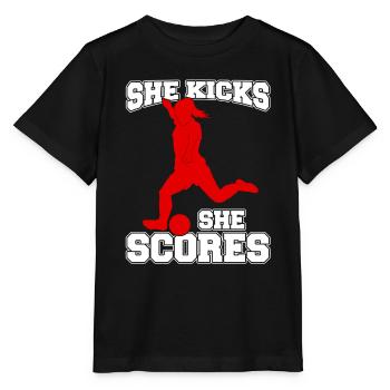 Soccer féminin, Football féminin, Football féminin - T-shirt bio MINI CREATOR Stanley/Stella Enfant - noir - Devant - Mikhail (115cm)