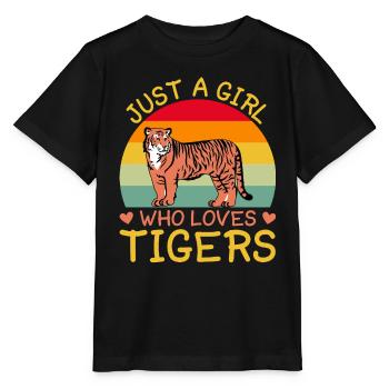 Girl Who Loves Tiger Tiger Animal Lover - Stanley/Stella MINI CREATOR Kids’ T-Shirt - black - Front - Mikhail (115cm)
