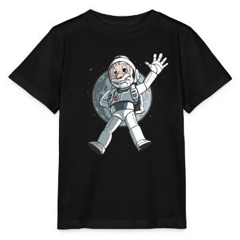 Cartoon astronaut in outer space - Stanley/Stella MINI CREATOR Kids’ T-Shirt - black - Front - Mikhail (115cm)