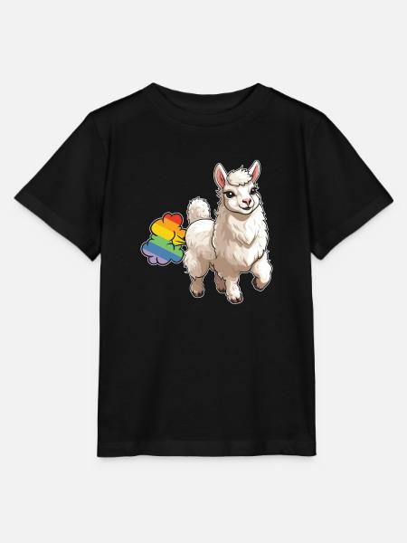 Lama Llama Lustig Regenbogenfurz - Stanley/Stella Kinder T-Shirt MINI CREATOR  - Schwarz