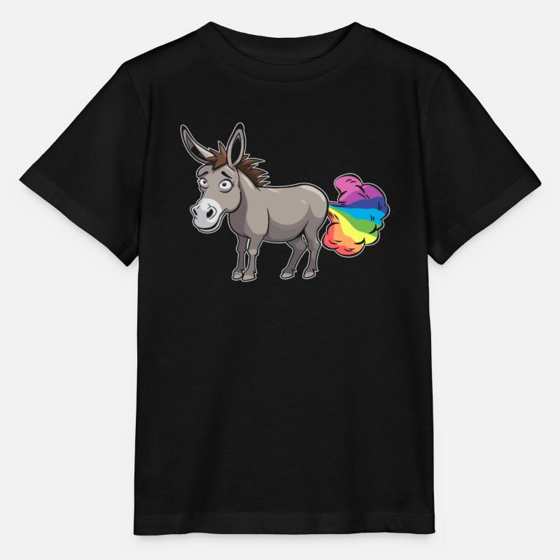 Muli Esel Lustig Regenbogenfurz - Stanley/Stella Kinder T-Shirt MINI CREATOR  - Schwarz