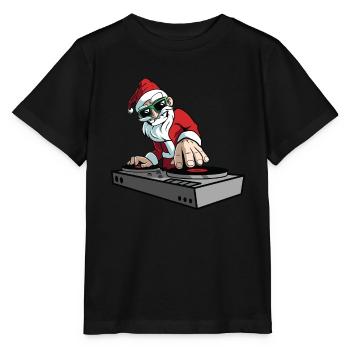 Santa DJ Christmas Disc Jockey - Stanley/Stella MINI CREATOR Kids’ T-Shirt - black - Front - Mikhail (115cm)