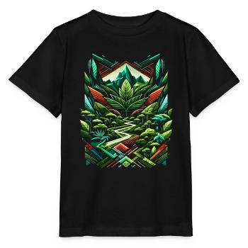 Forêt tropicale abstraite d’Ayahuasca - T-shirt bio MINI CREATOR Stanley/Stella Enfant - noir - Devant - Mikhail (115cm)