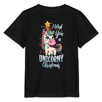 I wish you a Unicorny christmas - Stanley/Stella MINI CREATOR Kids’ T-Shirt - black - Front - Mikhail (115cm)