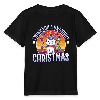 I wish you a Unicorny christmas - Stanley/Stella MINI CREATOR Kids’ T-Shirt - black - Front - Mikhail (115cm)