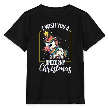 I wish you a Unicorny christmas - Stanley/Stella MINI CREATOR Kids’ T-Shirt - black - Front - Mikhail (115cm)