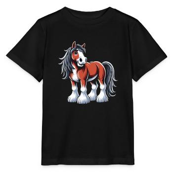 Draught Horse Lovers Giant Horse Breed Clydesdale - Stanley/Stella MINI CREATOR Kids’ T-Shirt - black - Front - Mikhail (115cm)