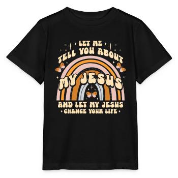 Lasst Mich euch von Meinem Jesus erzählen - Stanley/Stella Kinder T-Shirt MINI CREATOR  - Schwarz - Vorne - Mikhail (115cm)