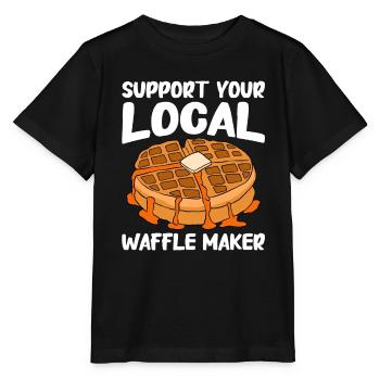 Waffle making waffle maker - Stanley/Stella MINI CREATOR Kids’ T-Shirt - black - Front - Mikhail (115cm)