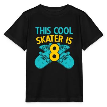 This Cool Skater is 8 Skateboard Longboard Skateve - Stanley/Stella Kinder T-Shirt MINI CREATOR  - Schwarz - Vorne - Mikhail (115cm)