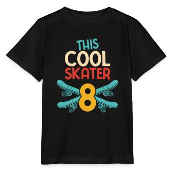This Cool Skater is 8 Skateboard Longboard Kickfli - Stanley/Stella Kinder T-Shirt MINI CREATOR  - Schwarz - Vorne - Mikhail (115cm)