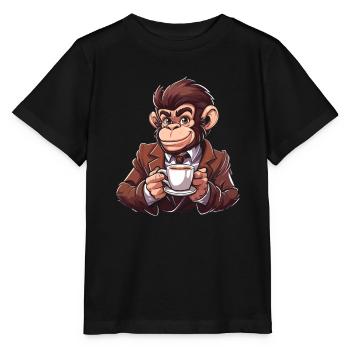Café de singe - T-shirt bio MINI CREATOR Stanley/Stella Enfant - noir - Devant - Mikhail (115cm)