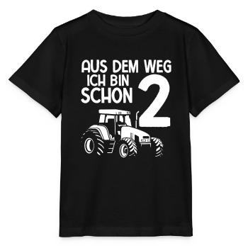 Aus Dem Weg Ich Bin Schon 2 Geburtstag Treckerfahr - Stanley/Stella Kinder T-Shirt MINI CREATOR  - Schwarz - Vorne - Mikhail (115cm)