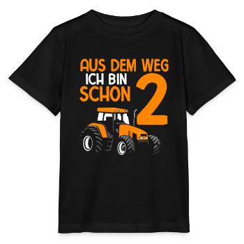 Aus Dem Weg Ich Bin Schon 2 Geburtstag Treckerfahr - Stanley/Stella Kinder T-Shirt MINI CREATOR  - Schwarz - Vorne - Mikhail (115cm)