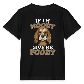 Cocker Spaniel Funny If Im Moody Give Me Foody - Stanley/Stella MINI CREATOR Kids’ T-Shirt - black - Front - Mikhail (115cm)