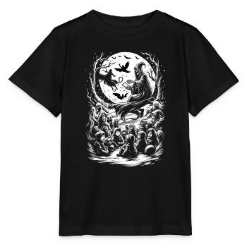 Spooky Storybook Balade en traîneau fantomatique - T-shirt bio MINI CREATOR Stanley/Stella Enfant - noir - Devant - Mikhail (115cm)