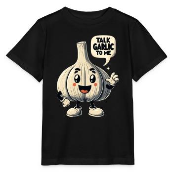 Amoureux de l’ail Jeu de mots sur l’ail Parlez-moi de l’ail - T-shirt bio MINI CREATOR Stanley/Stella Enfant - noir - Devant - Mikhail (115cm)
