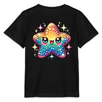 Seestern Kawaii Niedliches Meeresleben - Stanley/Stella Kinder T-Shirt MINI CREATOR  - Schwarz - Vorne - Mikhail (115cm)