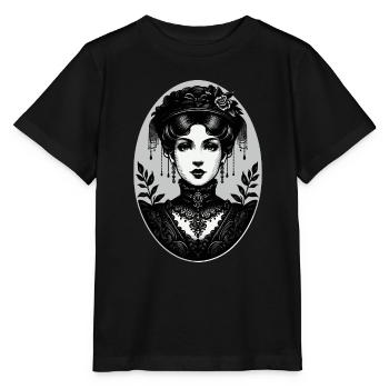 Portrait de femme gothique victorienne - T-shirt bio MINI CREATOR Stanley/Stella Enfant - noir - Devant - Mikhail (115cm)