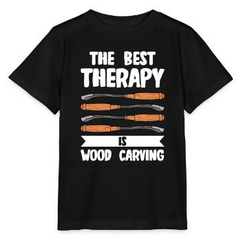 Sculpture sur bois brillant sur bois - T-shirt bio MINI CREATOR Stanley/Stella Enfant - noir - Devant - Mikhail (115cm)