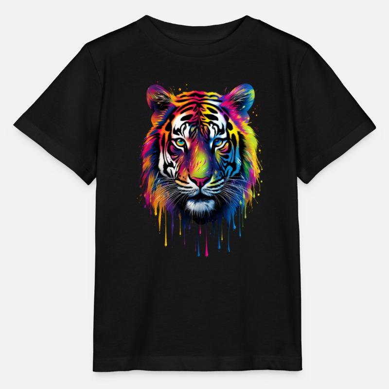 Rainbow Tiger - Stanley/Stella Kinder T-Shirt MINI CREATOR  - Schwarz